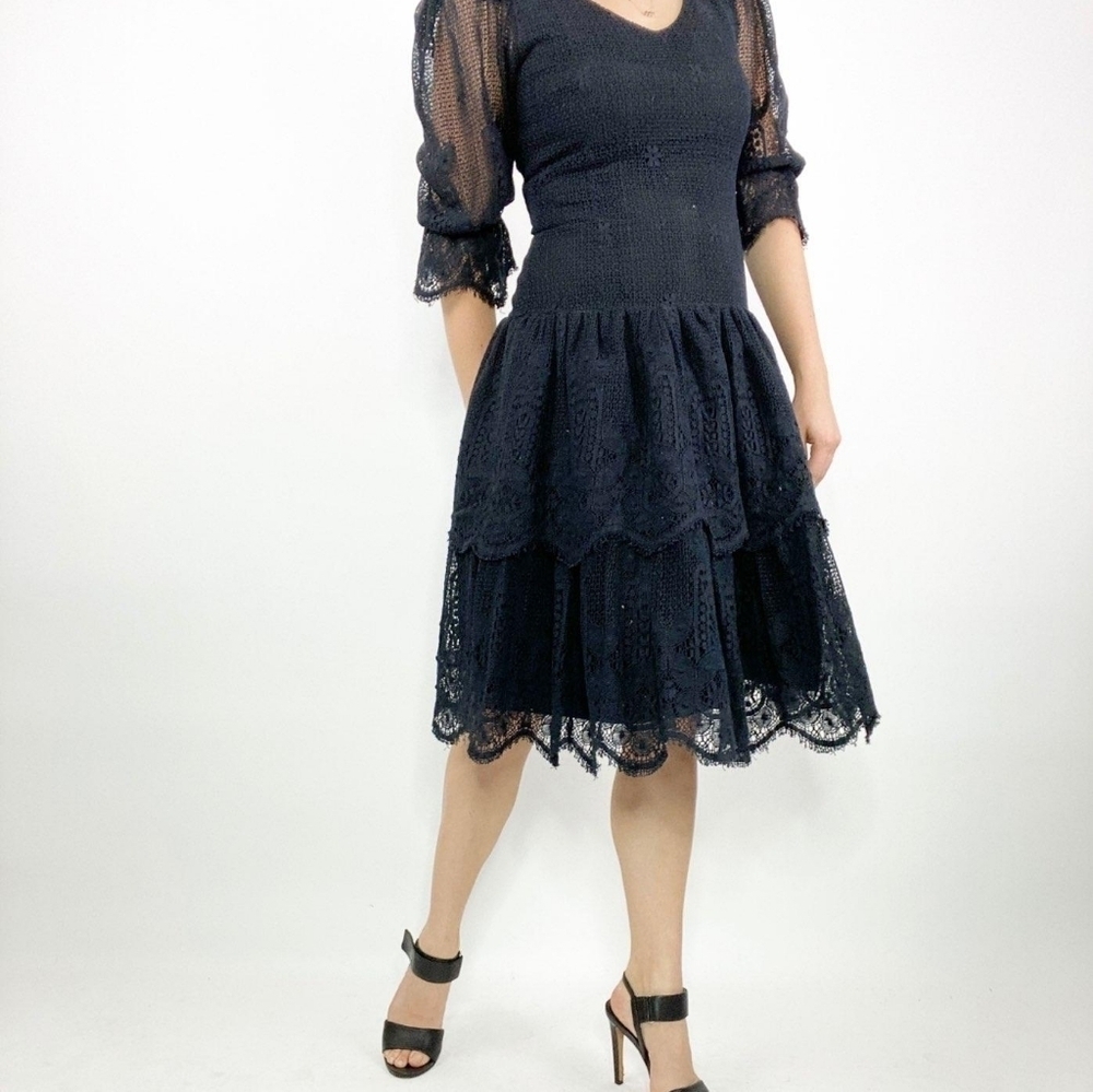Vintage S.g.gilbert lace dress 7/8 drop waist blk
